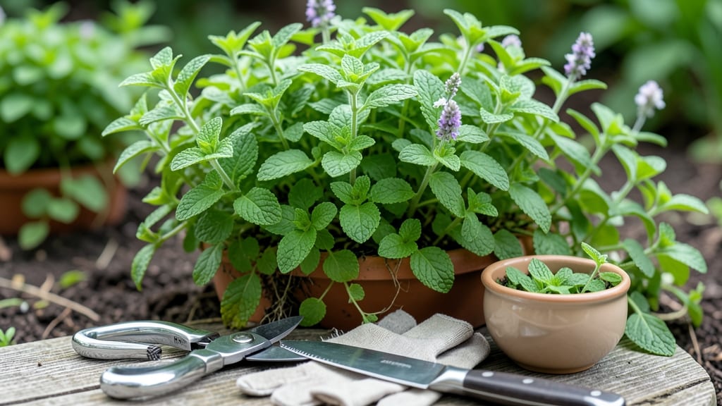 How to Harvest Fresh Mint: Snip Stems at Base for Continuous Growth